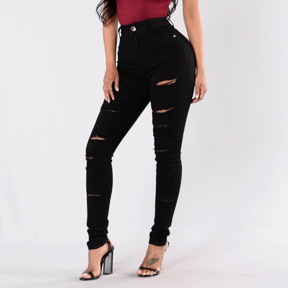 FASHION NOVA | Black Distressed High Waist